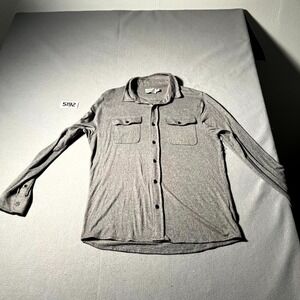 Thread Wave Shirt Mens Medium Gray Tight Knit Collared Button Up Everywear